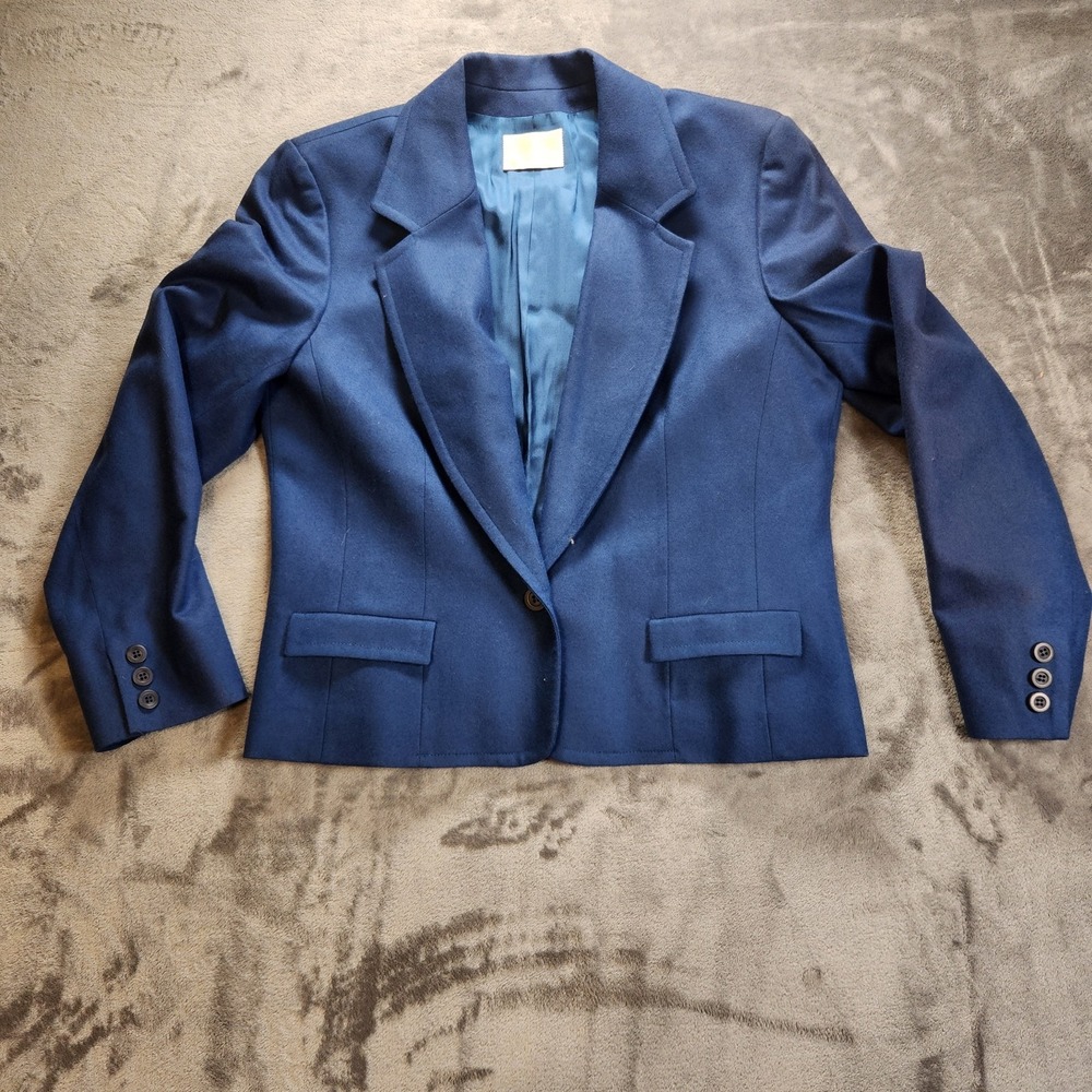 Pendleton Blazer Womens 12 Blue Wool Single Button Made In‎ USA Vintage